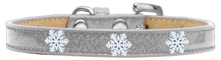 Snowflake Widget Dog Collar Silver Ice Cream Size 12